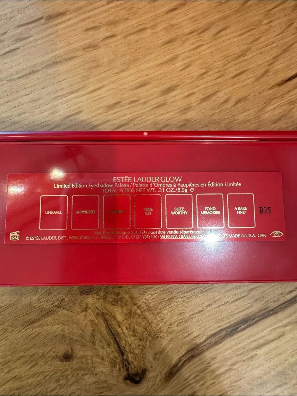 Estee Lauder Red Cosmetic Bag with Lipstick and Eyeshadow